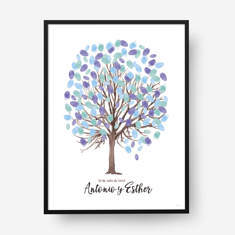 Cuadro huellas boda árbol b04