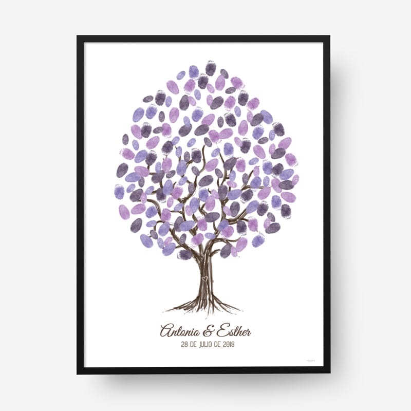 Cuadro huellas boda árbol b07