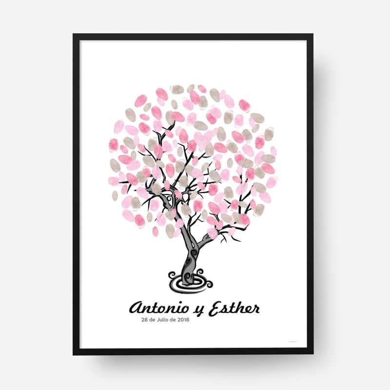 Cuadro huellas boda árbol b09