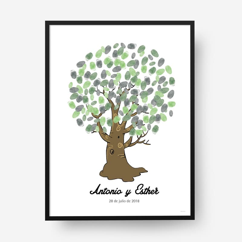Cuadro huellas boda árbol b10