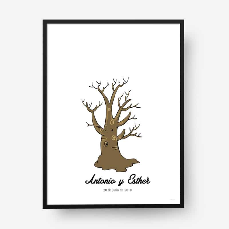 Lámina huellas boda árbol b10