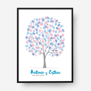 Cuadro huellas boda árbol b13