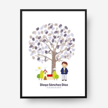 Cuadro huellas comunión árbol c06