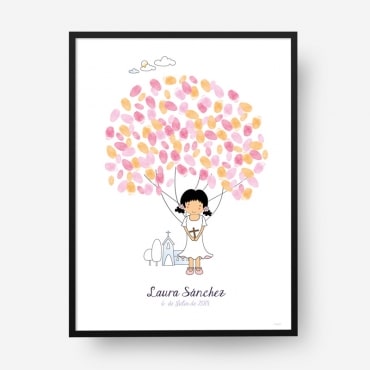 Cuadro huellas comunión árbol c07