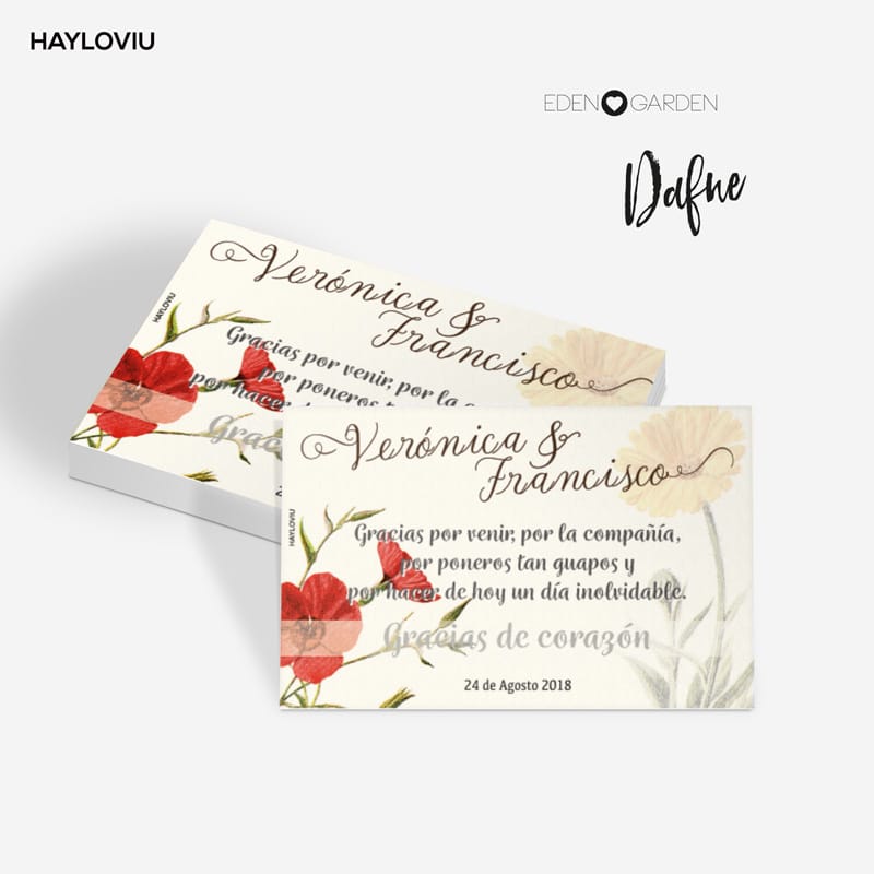 tarjeta agradecimiento HAYLOVIU dafne