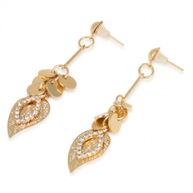 Pendientes hoja dorado